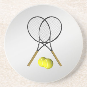 Doubles Tennis Sport Theme Silver Coaster