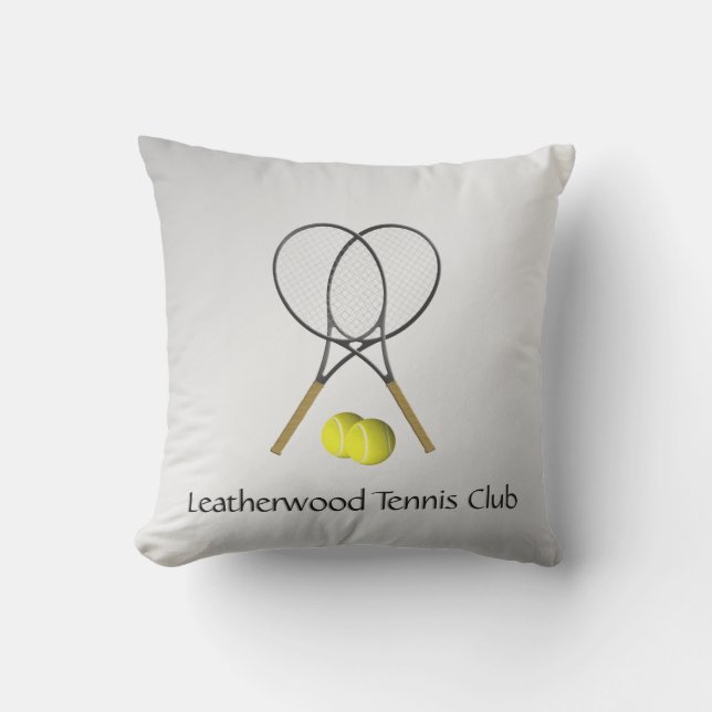 Doubles Tennis Sport Theme Silver Cushion (Front)