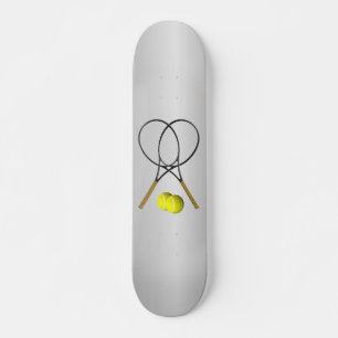 Doubles Tennis Sport Theme Silver Skateboard