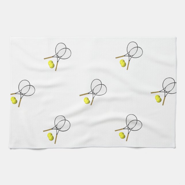 Doubles Tennis Sport Theme Tea Towel (Horizontal)