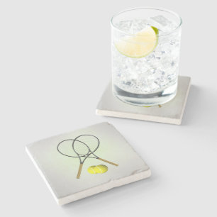 Doubles Tennis Sport Theme Touch Green Stone Coaster