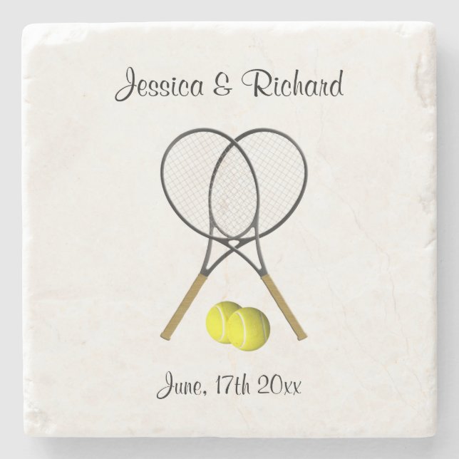 Doubles Through Life Tennis Wedding Coaster (Front)
