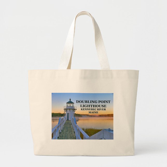 Doubling Point Lighthouse, Arrowsic Island, Maine Large Tote Bag (Front)