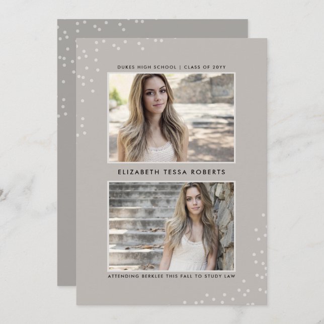 Doubly Dotted Earthy Graduation Announcement (Front/Back)