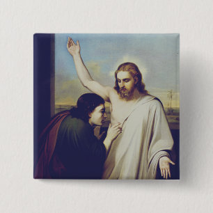Doubting Saint Thomas by Silvestro Lega 15 Cm Square Badge