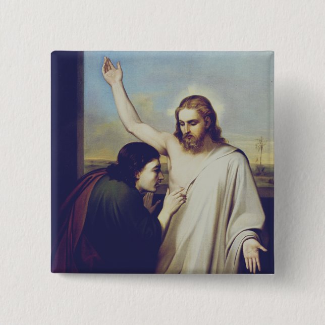Doubting Saint Thomas by Silvestro Lega 15 Cm Square Badge (Front)