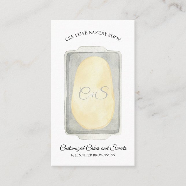 Dough on Tray Food Recipe Bakery Cake Making Business Card (Front)
