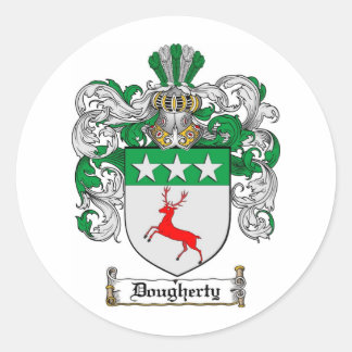 DOUGHERTY FAMILY CREST -  DOUGHERTY COAT OF ARMS CLASSIC ROUND STICKER