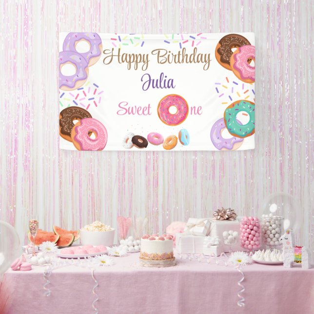 Doughnut 1st birthday girl  banner (Party)