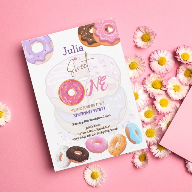 Doughnut 1st birthday girl  invitation (Creator Uploaded)