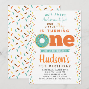 Doughnut 1st Birthday Invitation