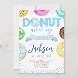 Doughnut 1st Birthday Invitation Boy Doughnut Grow