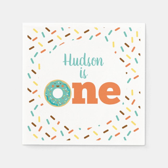 Doughnut 1st Birthday Napkins (Front)