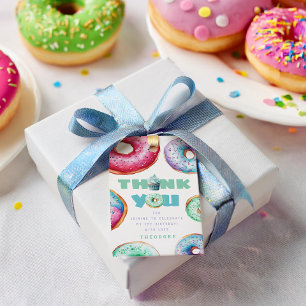 Doughnut 1st Birthday Party Boy Cute Thank You Fav Gift Tags