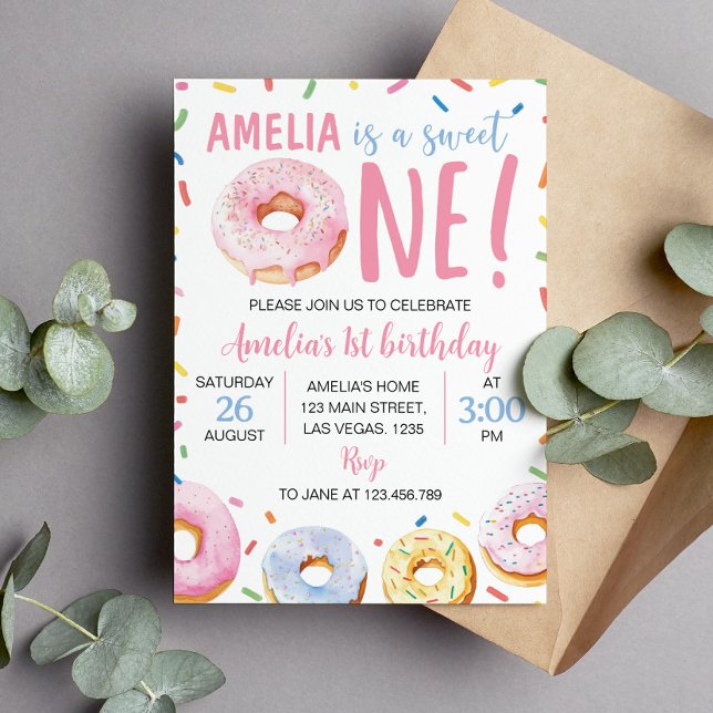 Doughnut 1st Birthday Party Invitation (Creator Uploaded)
