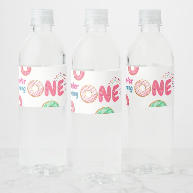 Doughnut 1st Birthday Water Bottle Label (Bottles)