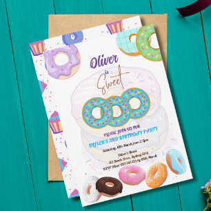 Doughnut 3rd birthday boy  invitation