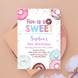 Doughnut 5h Birthday Party Doughnut Five Is Sweet Invitation