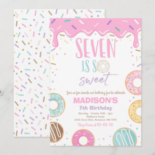 Doughnut 7th Birthday Party Seven Is So Sweet Invitation