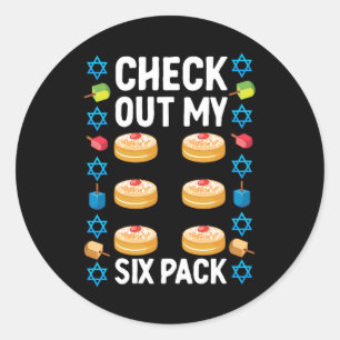 Doughnut Abs Hanukkah Chanukah Check Out My Six Pa Classic Round Sticker