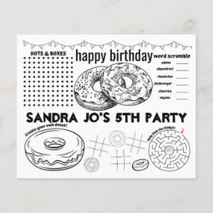 Doughnut activity sheet, doughnut placemats, dough