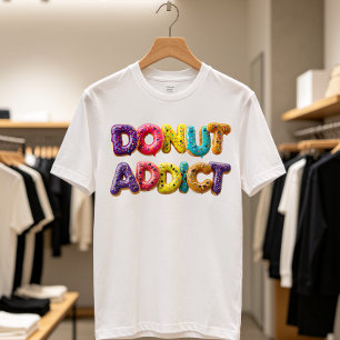 Doughnut Addict Colourful Sprinkle Typography T-Shirt