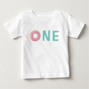 Doughnut Age One Invitation Birthday Personalised Baby T-Shirt
