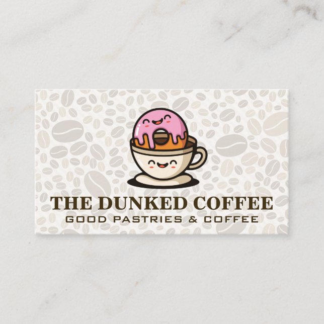 Doughnut and Coffee Cup Cartoons Business Card (Front)