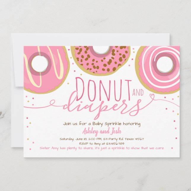 Doughnut and Diapers Sprinkle Coed Shower Baby Sho Invitation (Front)