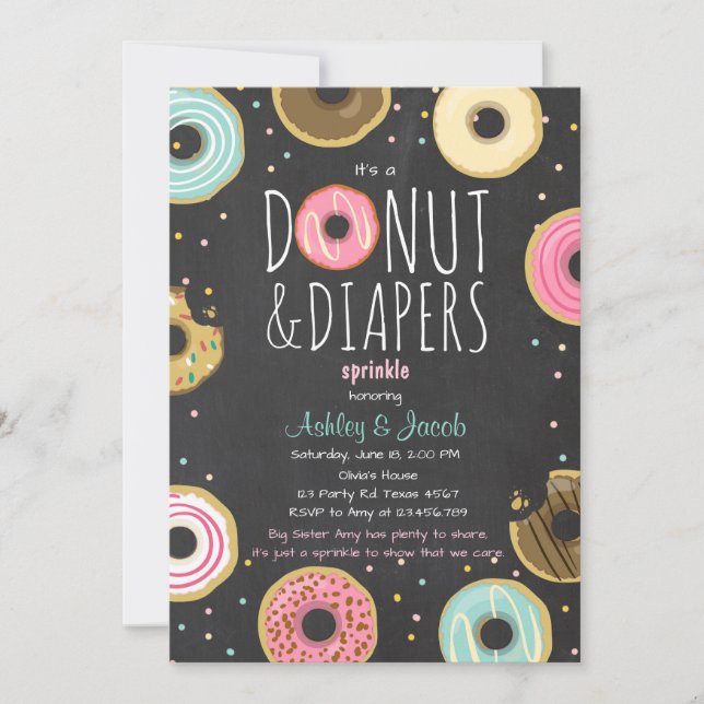 Doughnut and Diapers Sprinkle invitation Coed show (Front)