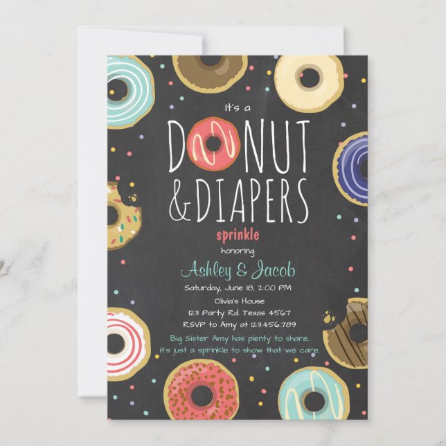 Doughnut and Diapers Sprinkle invitation Coed show (Front)