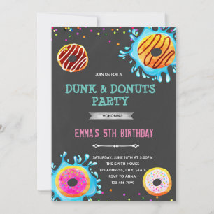 Doughnut and dunk birthday party invitation