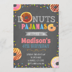 Doughnut and pyjamas party invitation