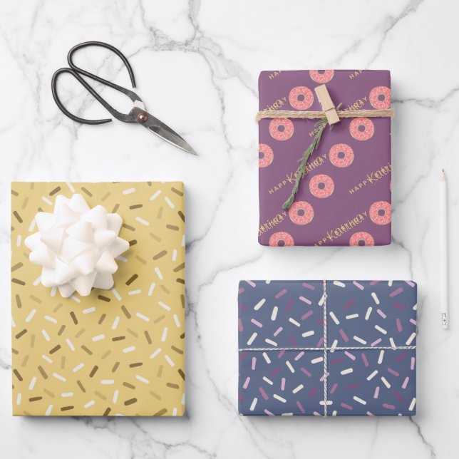 Doughnut and Sprinkles Wrapping Paper Sheets  (Front)