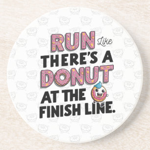 Doughnut at the Finish Line Funny Fitness Motivati Coaster