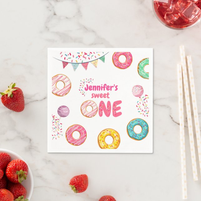 Doughnut Baby Birthaday Sprinkle Napkins (Insitu)