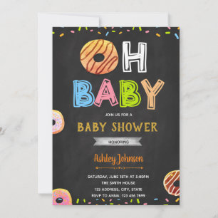 Doughnut baby shower birthday invitation