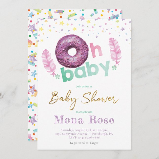 Doughnut Baby Shower Colourful Invitation (Front/Back)