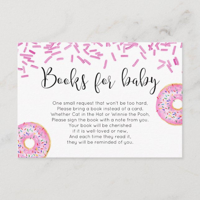 Doughnut baby shower girl book request insert (Front)