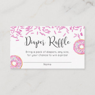Doughnut baby shower girl pink diaper raffle enclosure card