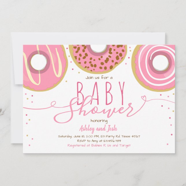 Doughnut Baby Shower Girl Pink Doughnut Baby Showe Invitation (Front)