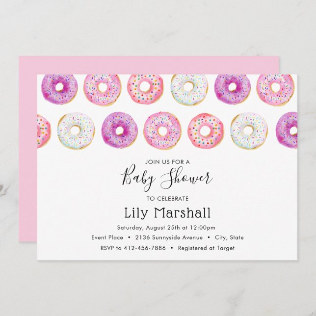 Doughnut Baby Shower Invitation (Front/Back)