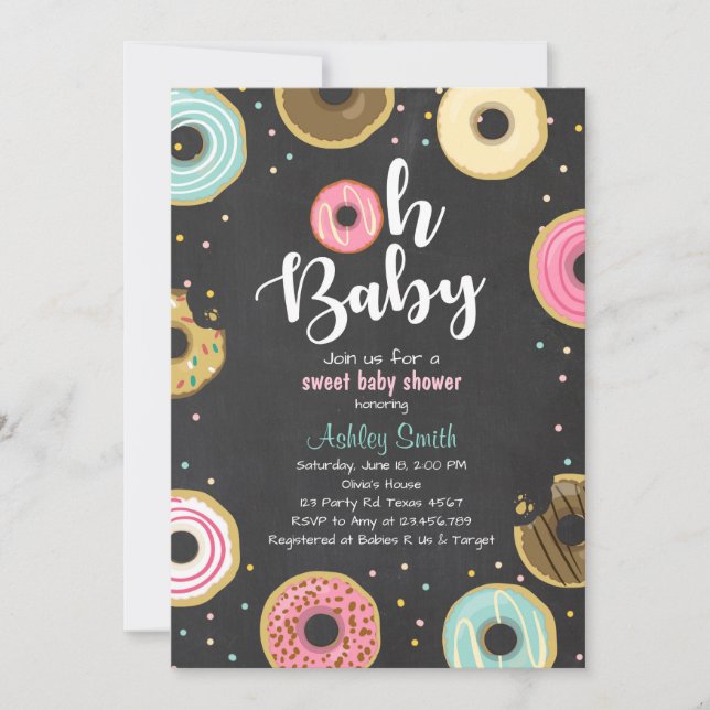 Doughnut Baby shower invitation Coed shower Doughn (Front)