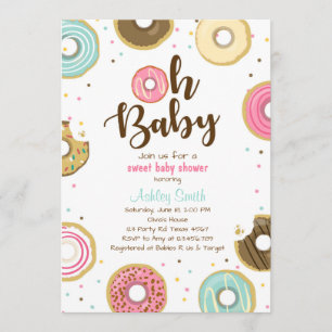 Doughnut Baby shower invitation Coed shower Doughn