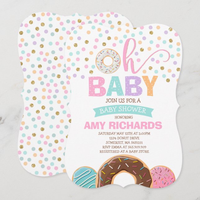 Doughnut Baby Shower Invitation Doughnut Sprinkle  (Front/Back)