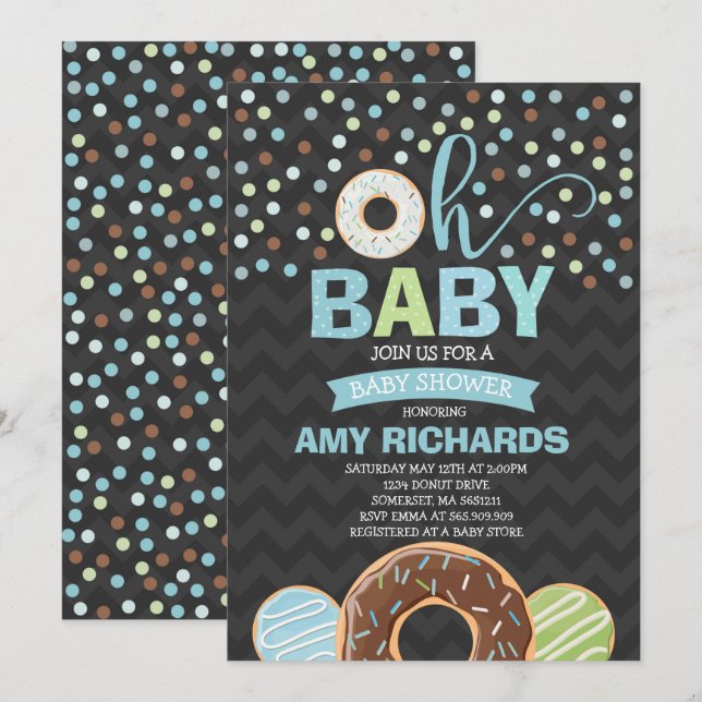 Doughnut Baby Shower Invitation Doughnut Sprinkle  (Front/Back)