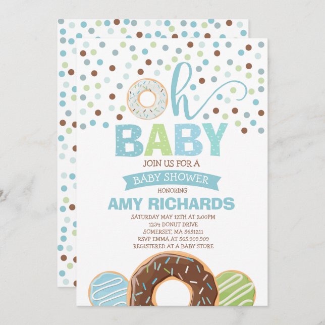 Doughnut Baby Shower Invitation Doughnut Sprinkle  (Front/Back)