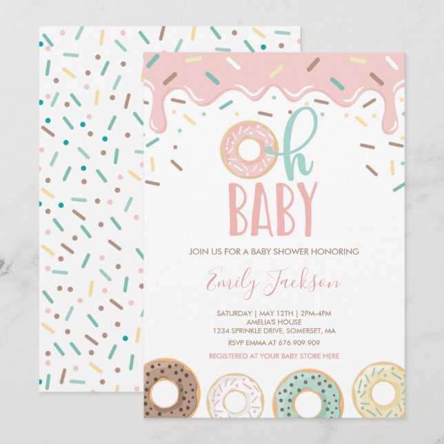Doughnut Baby Shower Invitation Oh Baby Doughnut S (Front/Back)