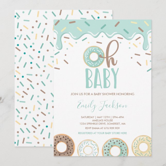 Doughnut Baby Shower Invitation Oh Baby Doughnut S (Front/Back)
