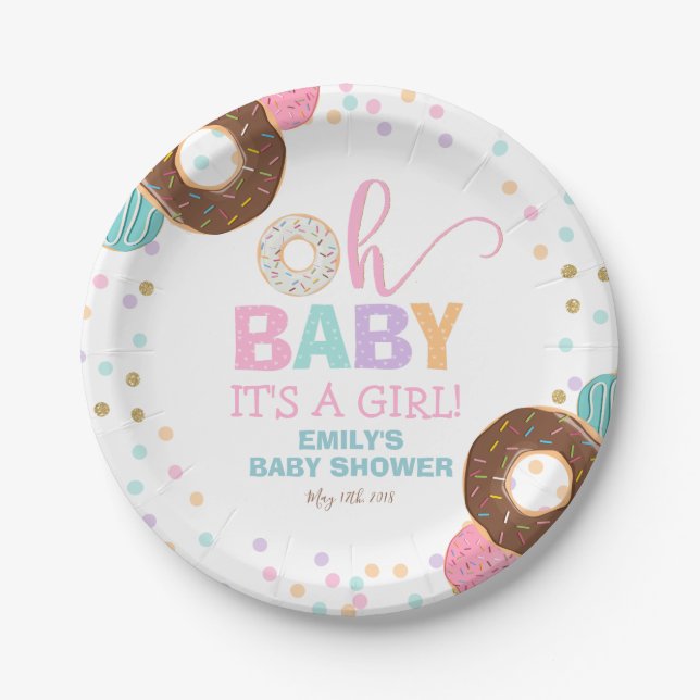 Doughnut Baby Shower Party Paper Plate 7" Doughnut (Front)